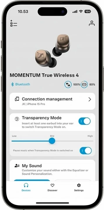 Kvalitetne slušalke Sennheiser Momentum True Wireless 4, Black Cooper