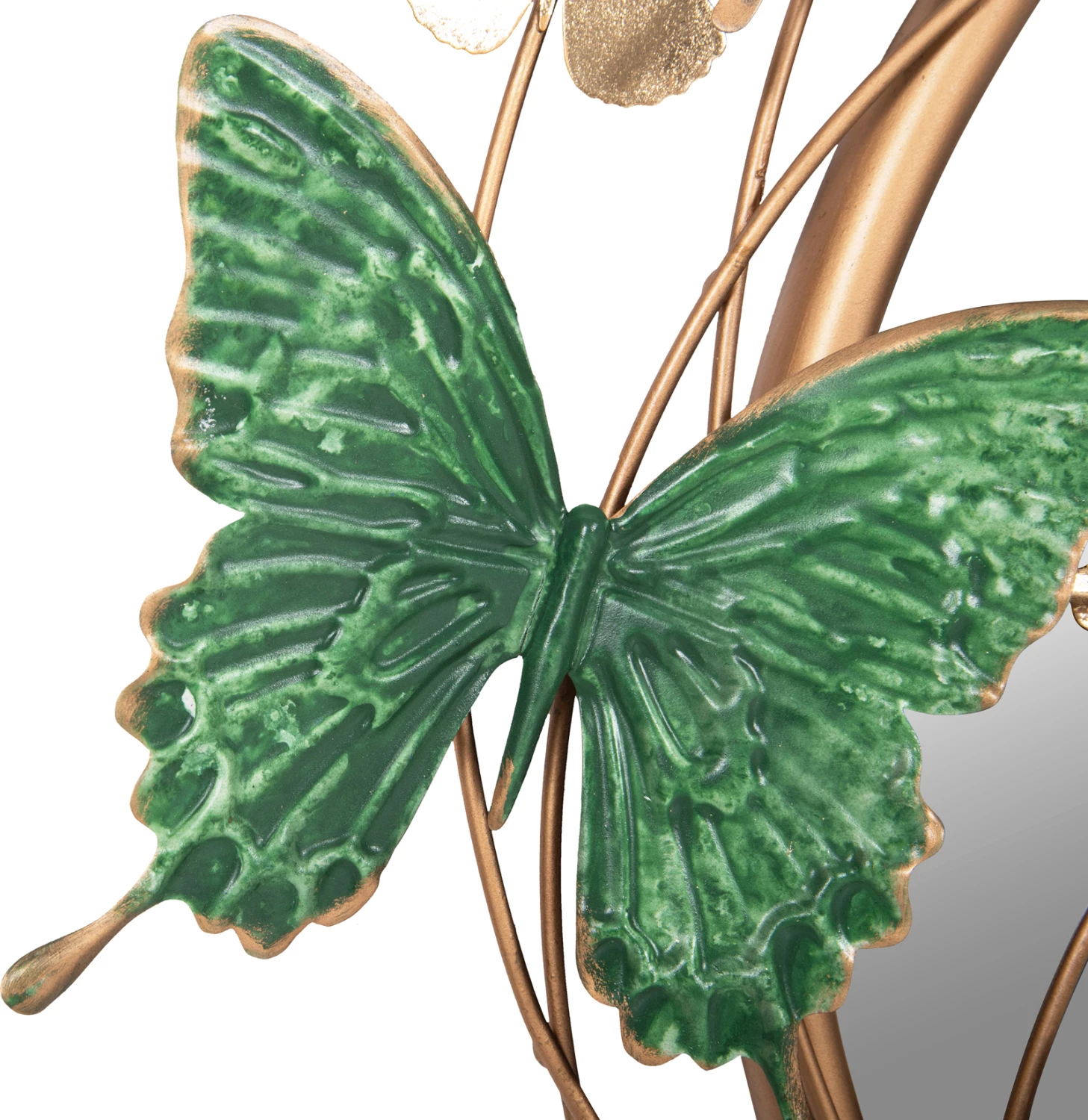 Okrogla stenska ura FH4213 kovinska v zlato-zeleno-modri barvi 62x6,5x56H cm