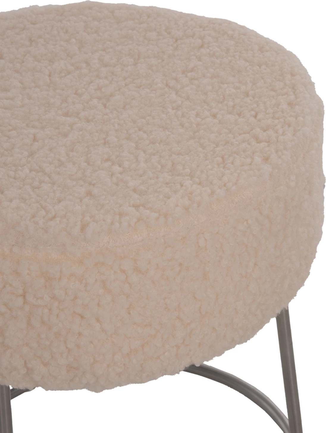 Stol KARLO FH8411.23 iz bele boucle tkanine s srebrno osnovo Φ35x41Hcm