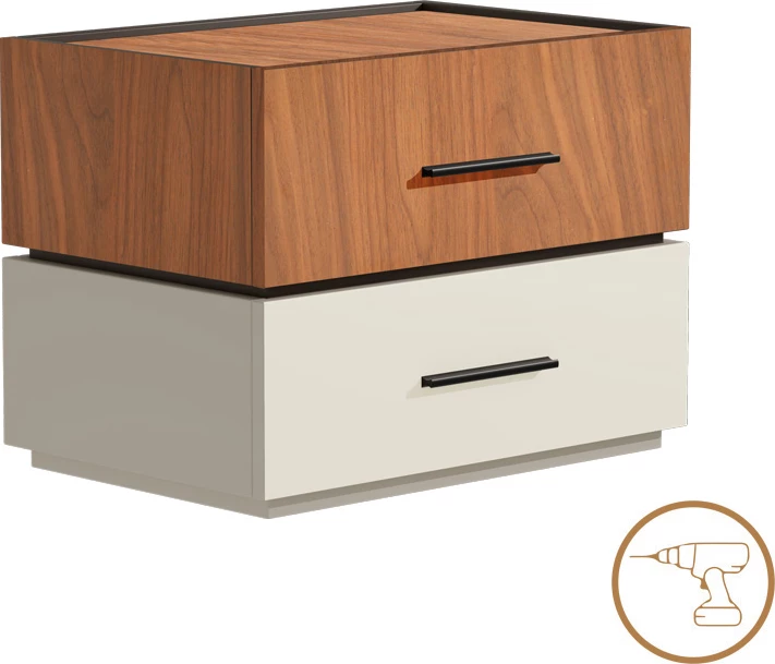 Nočna omarica Sonlen, MDF, oreh-bež, 60x40x44,5 cm