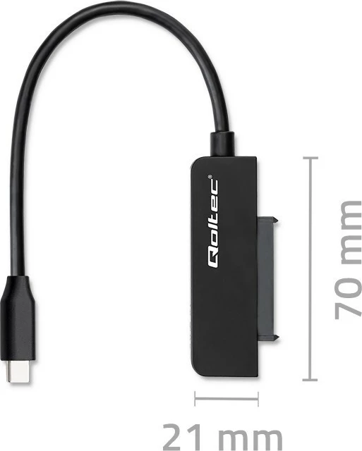 Adapter za SSD/HDD Qoltec 52269, 2,5", USB-C, 2TB, črn