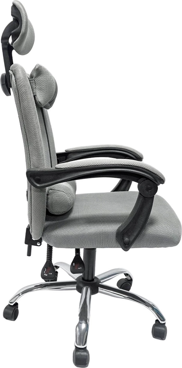 Pisaniški stol CRONER FH1196.02 sivo mrežasto-kromirano kovinsko podnožje-črn najlonski okvir 58x54x120Hcm