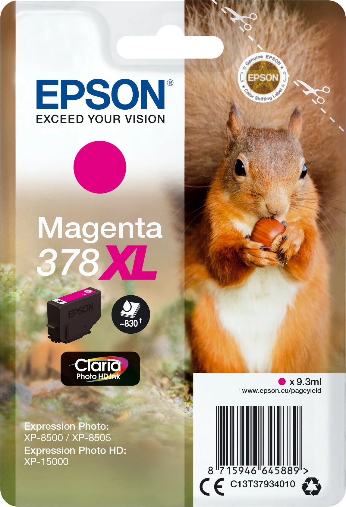 Toner magenta Claria Photo HD 378XL, XL 9.3ml — Epson Squirrel