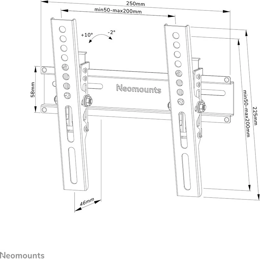 Nagibna nosilec za TV, Neomounts WL35-350BL12, 24–55 palcev, črn