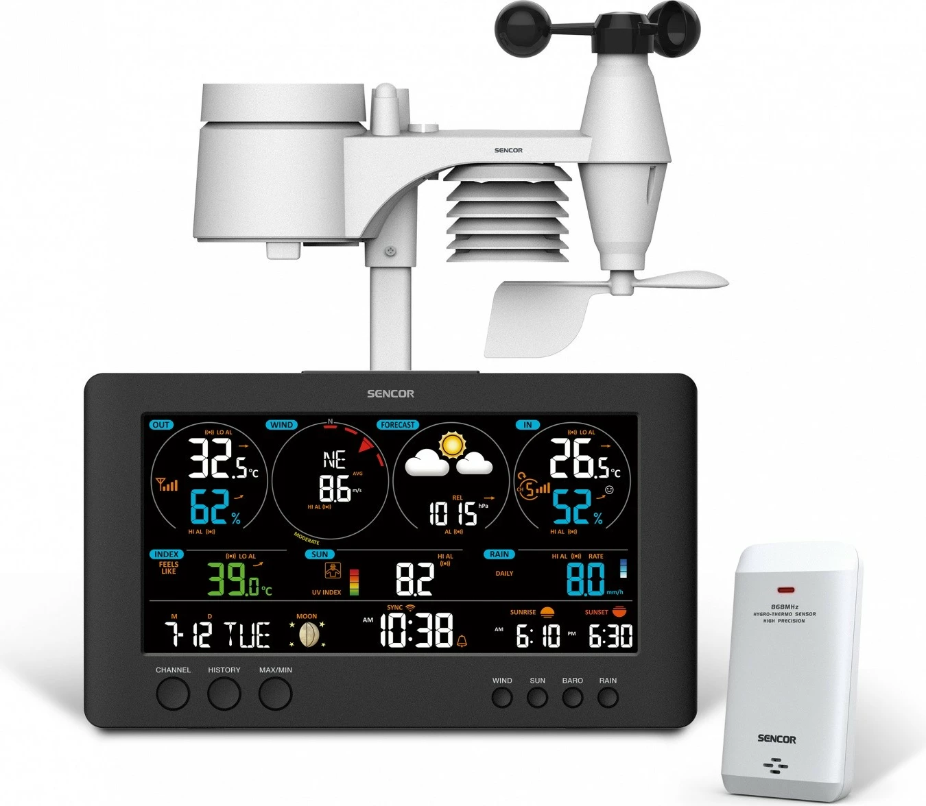 Vremenska postaja Sencor SWS 12500 z WiFi, LCD 21,4 cm, črna, večbarvna