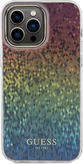 Ovitek za telefon z fasetiranim ogledalom Disco Iridescent, Guess IML, za iPhone 13 Pro Max, večbarven