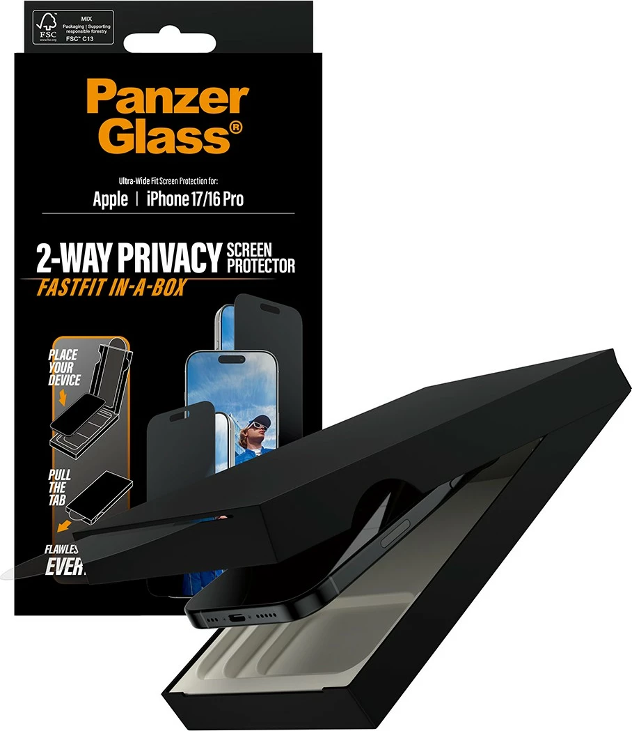 Zaščita zaslona za zasebnost za pametni telefon PanzerGlass, črna
