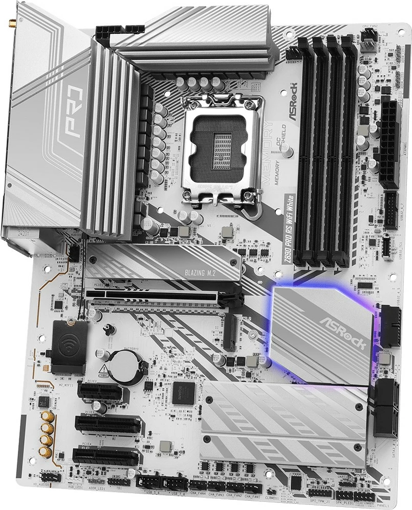 Plošča ame ASRock Z890 Pro RS WiFi, Intel, LGA 1851, DDR5, 256 GB, bela