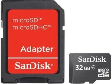 MicroSDHC kartica Sandisk 32GB, razred 4, z adapterjem, črna