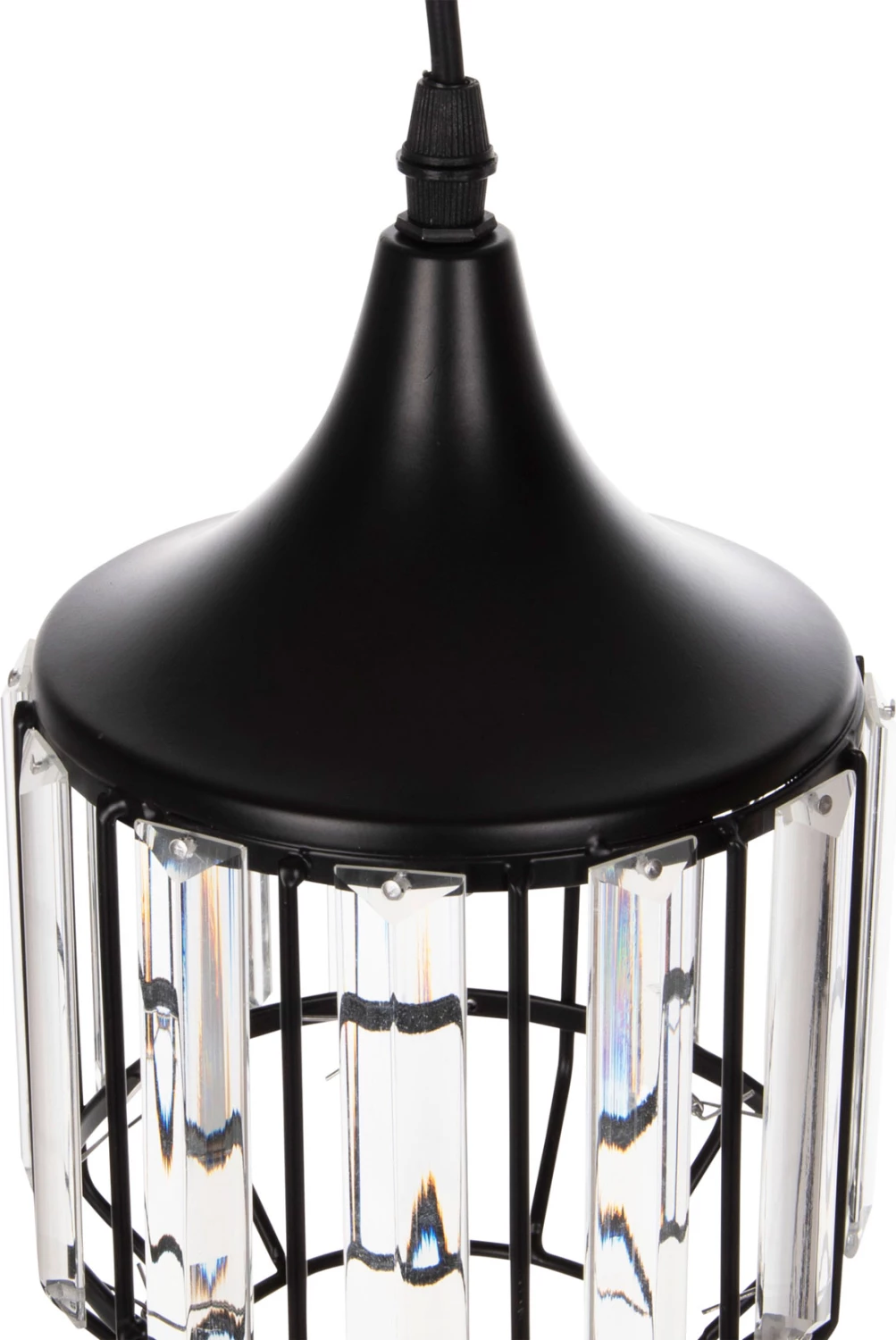 Stropna viseča svetilka FH4084 3-delni črni kovinsko-stekleni Φ14x123Hcm