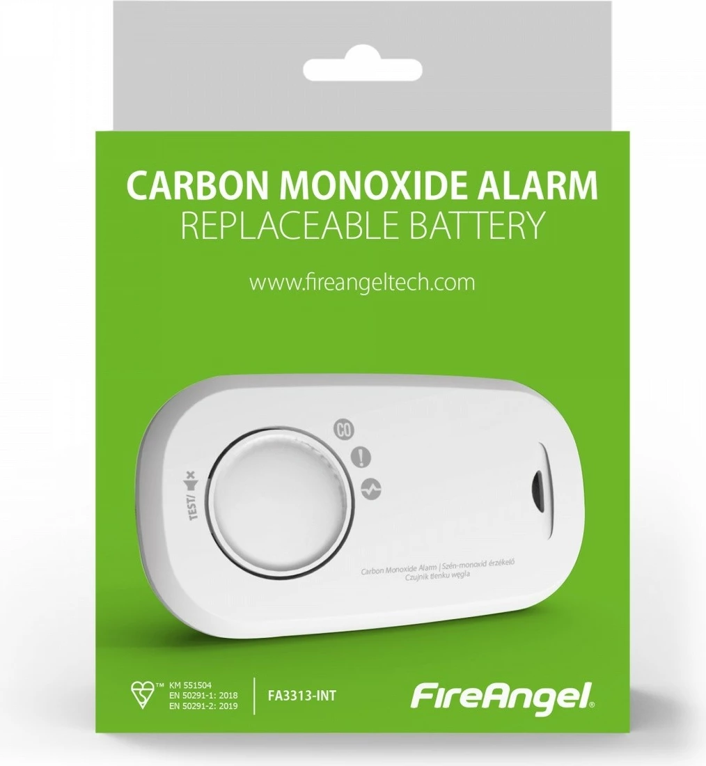 Detektor ogljikovega monoksida FireAngel FA3313-INT, na baterije, bel