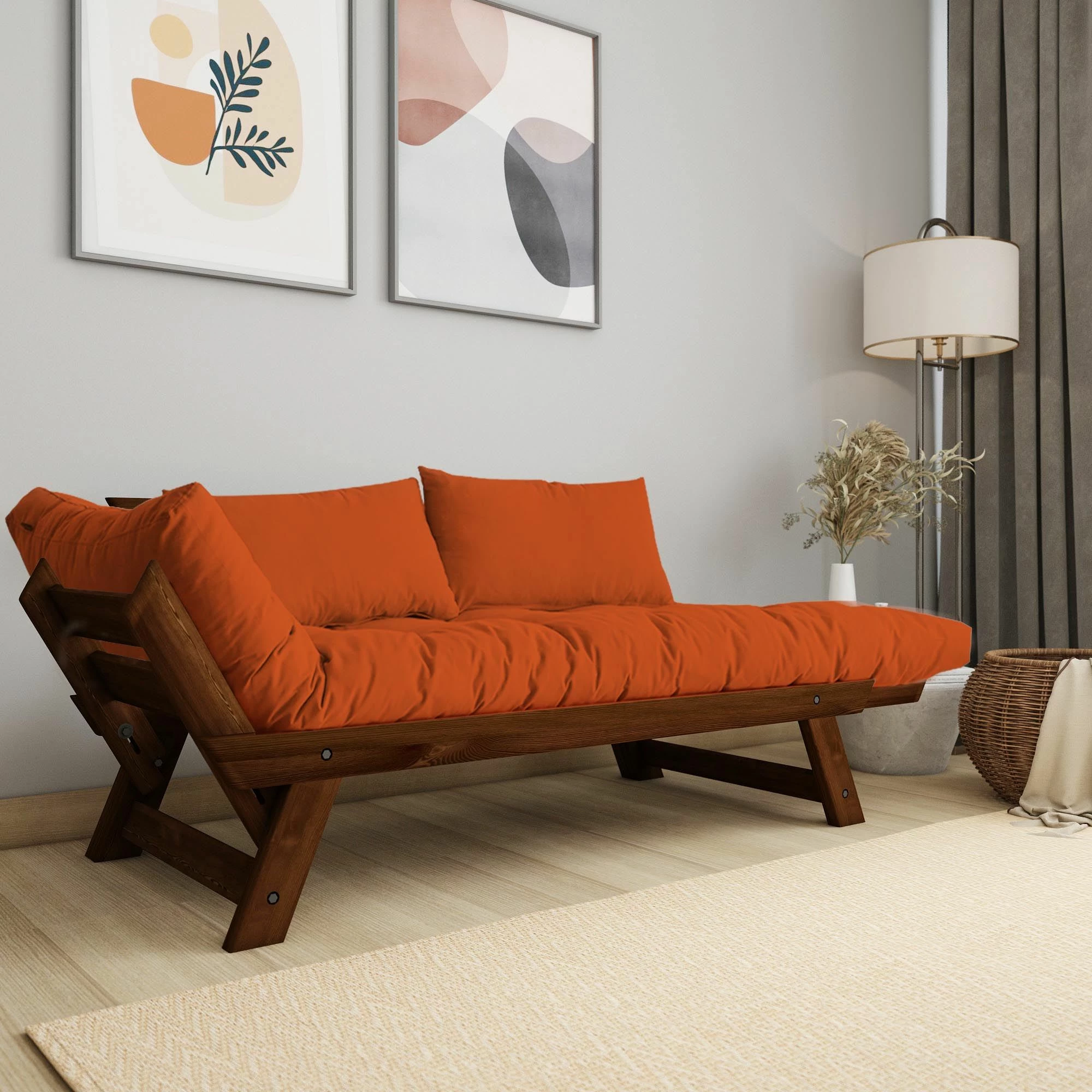 Raztegljiva 2-sedežna sofa, rjava in oranžna, Skye Decor, CPT8173-210