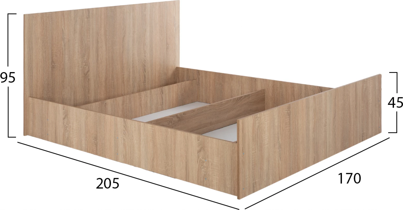 Postelja ADLER 160x200 cm v barvi sonoma hrasta