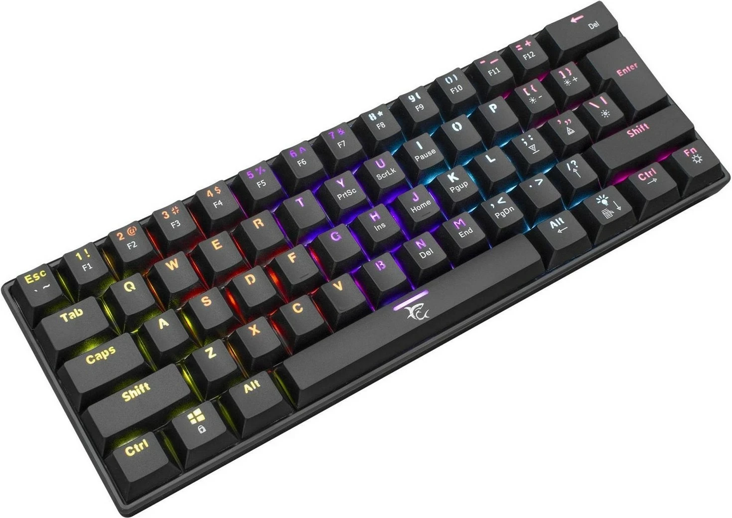 Mekanača tipkovnica 60% White Shark Black Shark Shinobi, Outemu Brown, RGB, črna