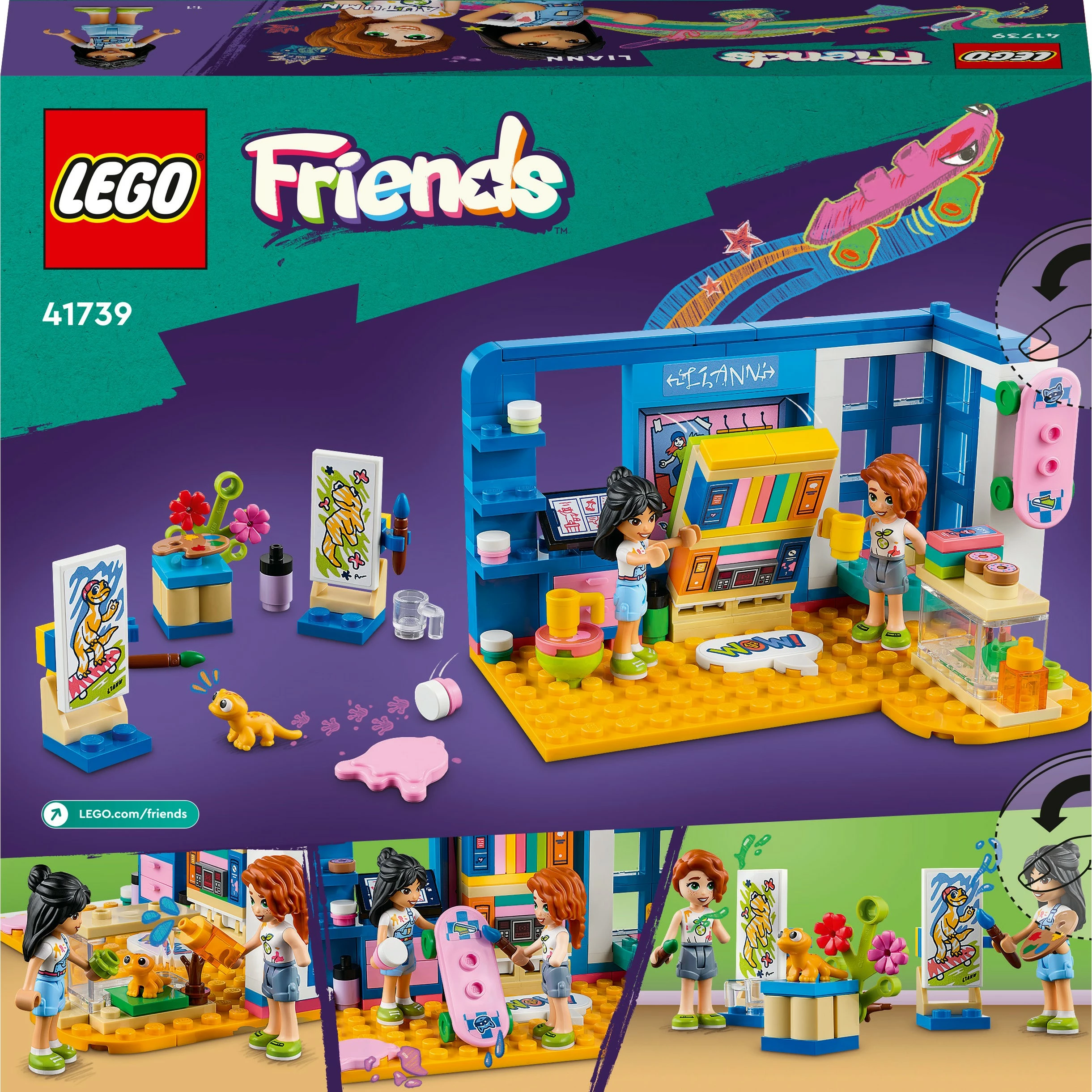 Set za gradnjo Liannina soba, LEGO Friends 41739, 204 kosi, večbarven