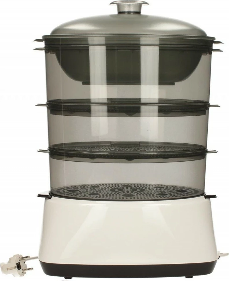 Parnik za zdravo kuhanje Amica PT3011 Lunaris, 3,3 L, 3 posode, bel/črn