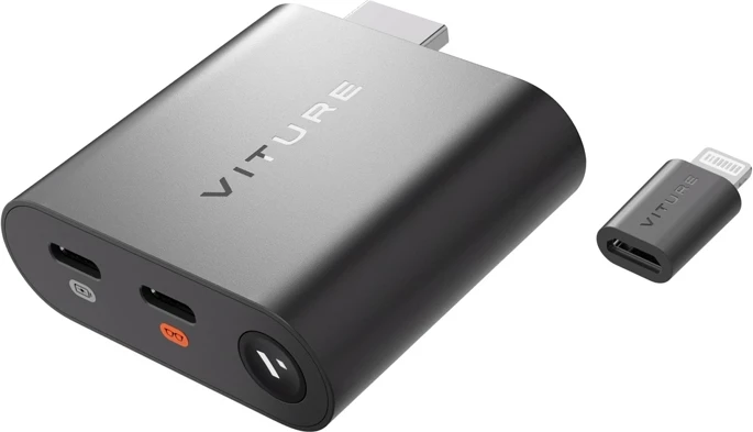 Adapter HDMI XR z vgrajeno baterijo za iPhone, Viture V1236, črn