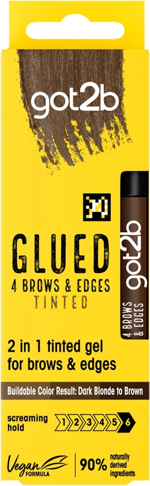 Obarvani gel za obrvi Got2B Glued 4 Brows & Edges, ženski, rjav, 16 ml