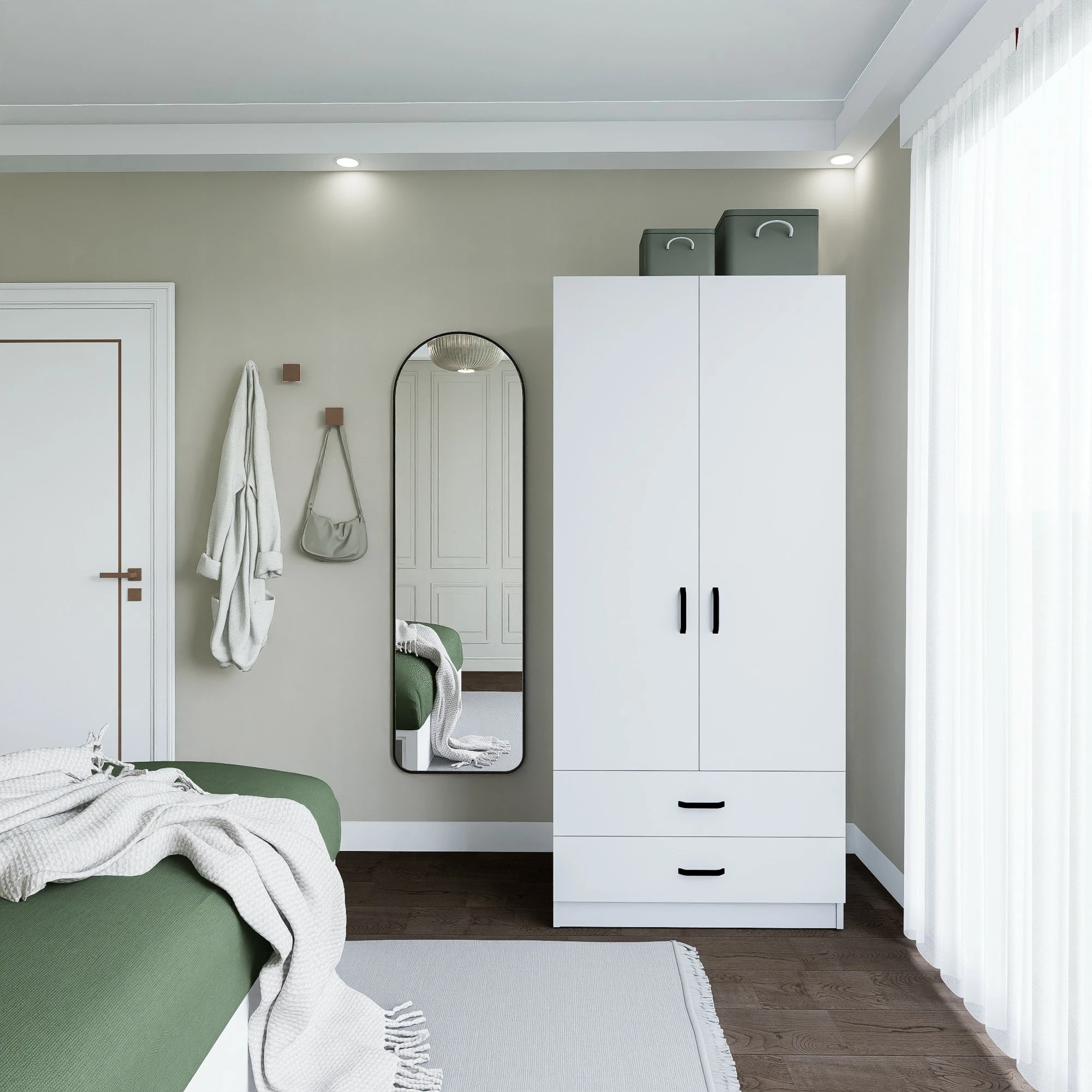 Dvoovršna omara Hanah Home Yaman 1600-042, mat bela