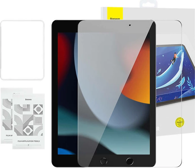 Kaljeno zaščitno steklo 0,3 mm za iPad Pro/Air3/10,2" iPad 7/8/9, Baseus Crystal (2 kosa) z setom za čiščenje