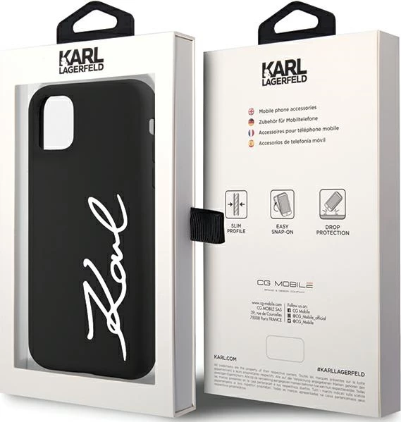 Zaščitni ovitek za iPhone 11/XR 6.1", silikon, črn Karl Lagerfeld KLHCN61SKSVGK
