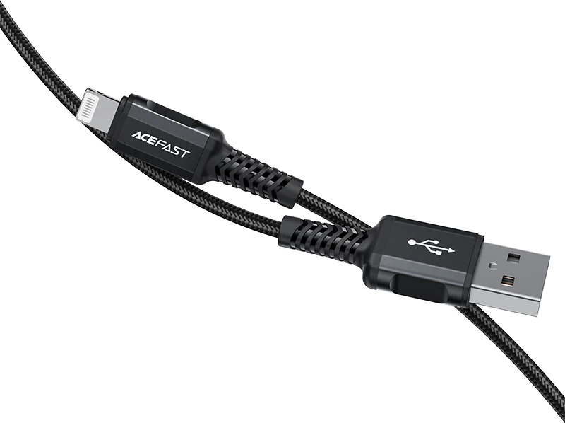Kabel USB na Lightning Acefast C4-02-A-L, 1,8 m, 2,4 A, črn