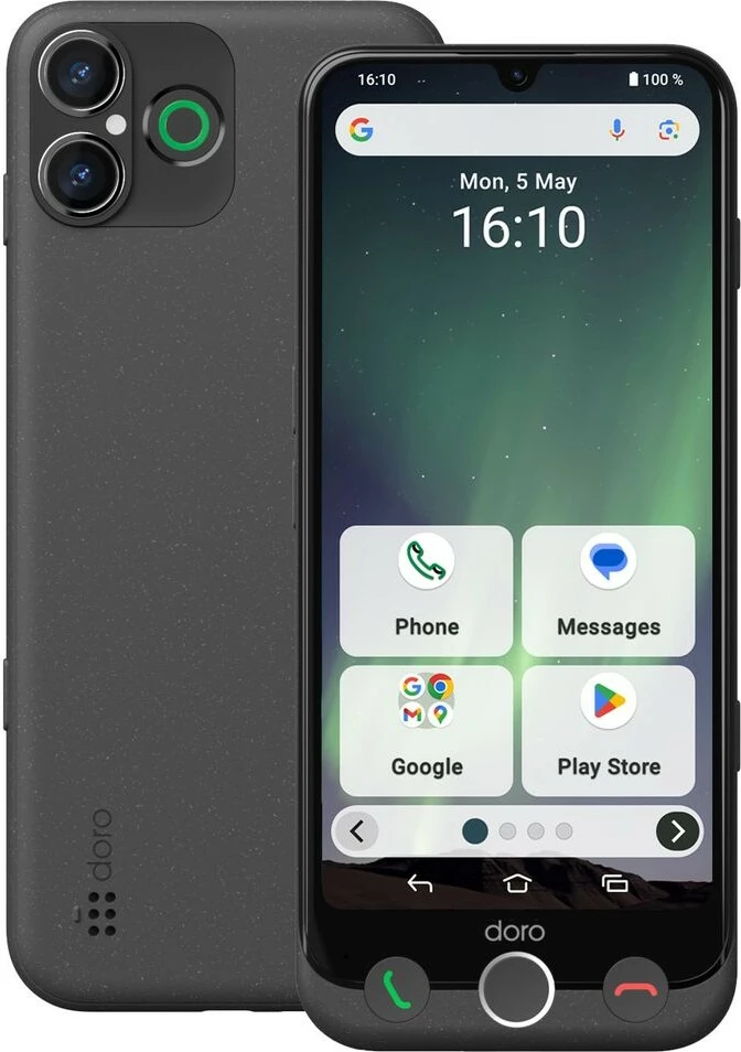 Praktičen pametni telefon Aurora A30 Doro, 6,1", 5000 mAh, 4G, grafit