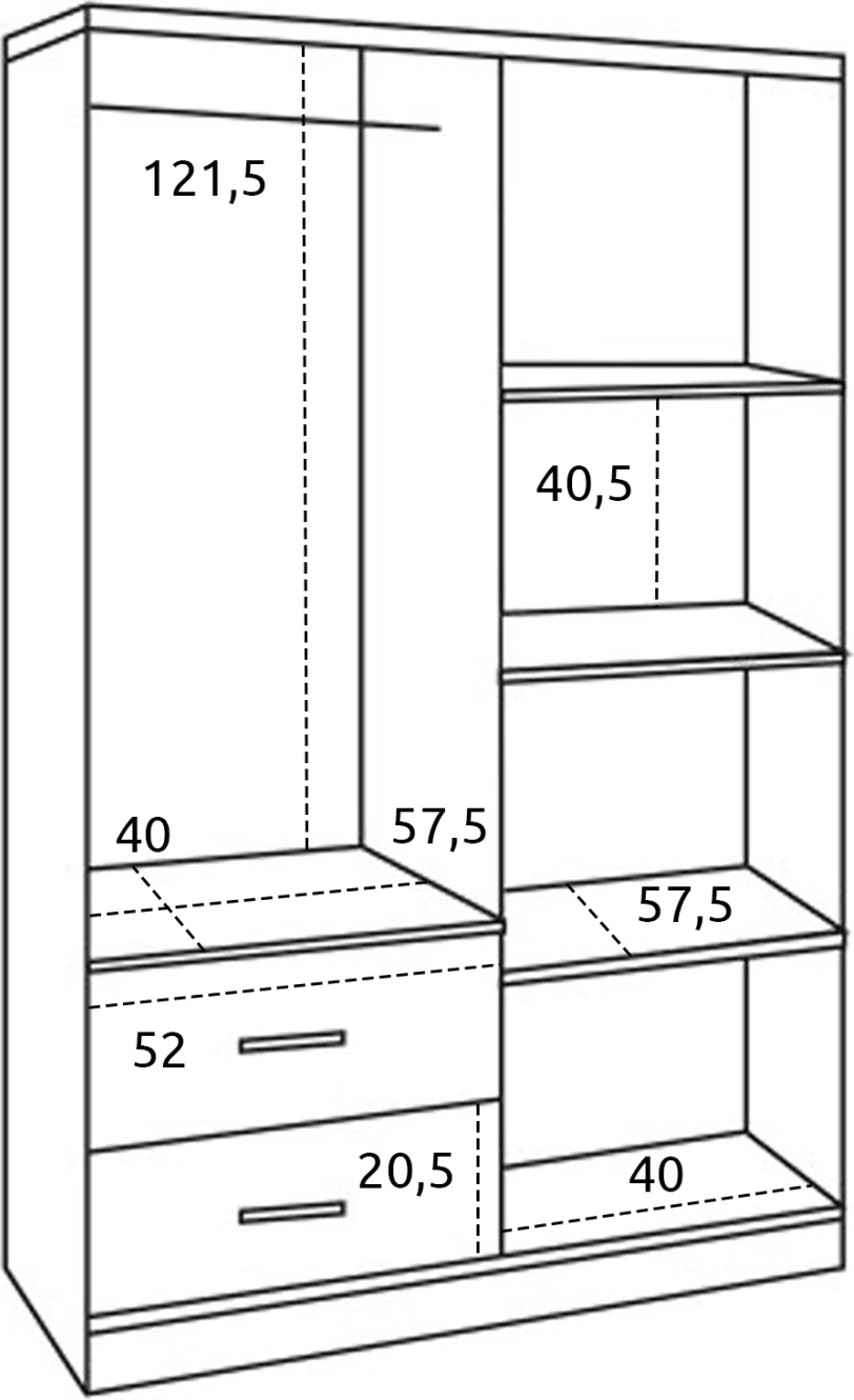 Garderobna omara s 4 vrati in 2 predaloma FH339.02 Sonama 120x42x181