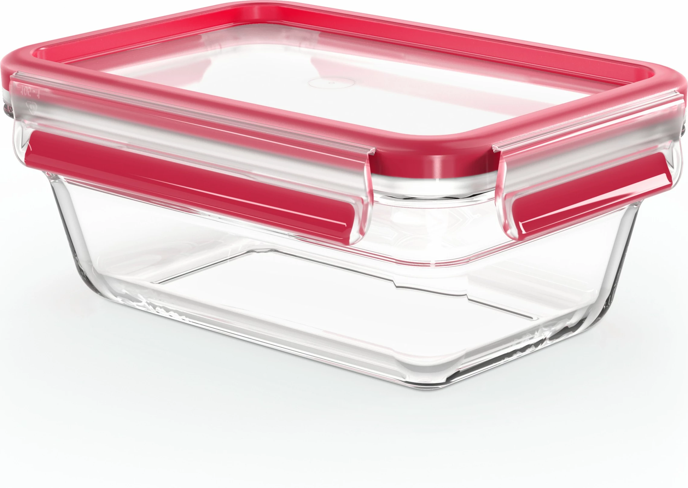 Steklena posoda Clip & Close Glas 0,85 L, rdeč pokrov Emsa