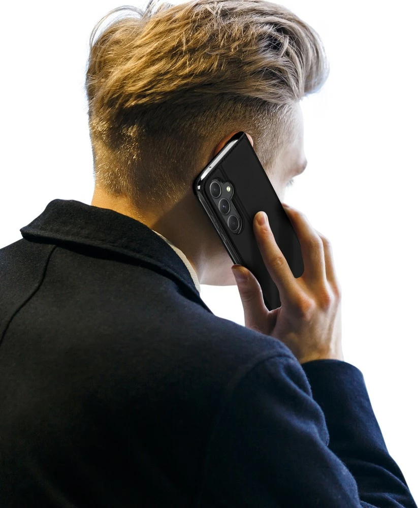Ovitek za telefon z žepom za kartice in pokrovom, črn, Dux Ducis Skin Pro za Samsung Galaxy A55 5G