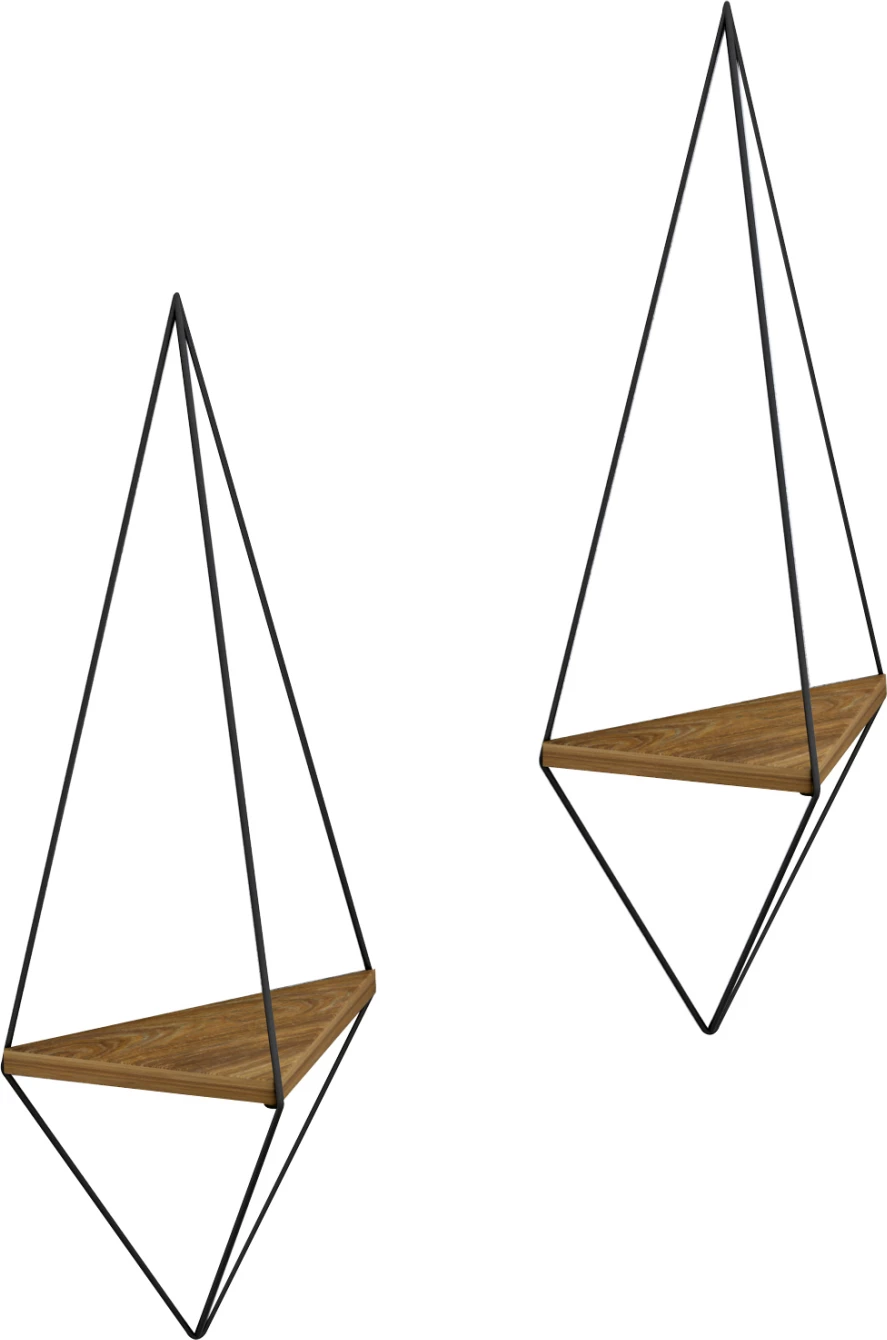 Stenska polica 2-delni set CANNARD FH8925.11 melamin v naravni-črni kovini 23x15x60Hcm