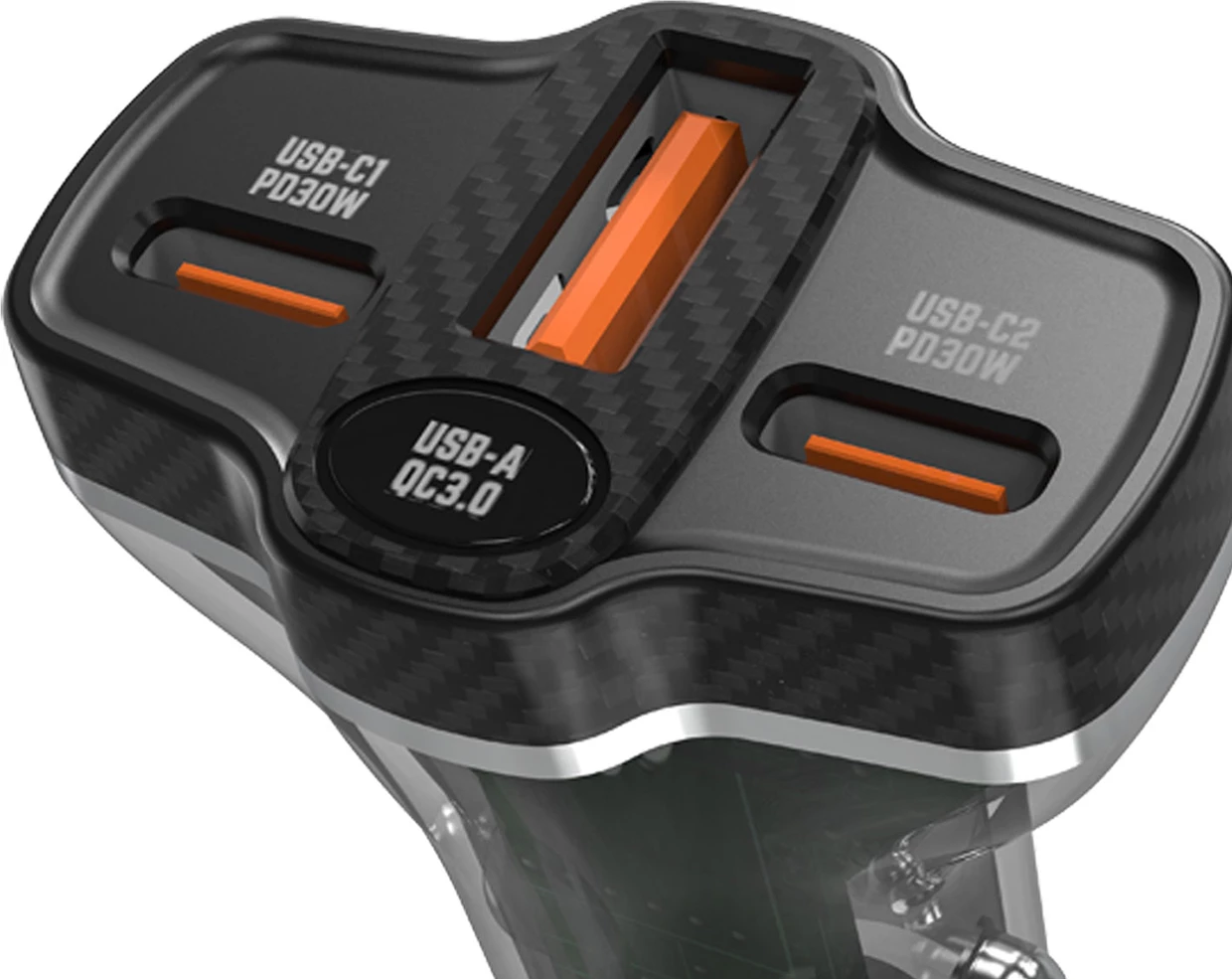 Avtomobilski polnilec Dudao R78, 78 W, 2x USB-A QC, USB-C PD, črn