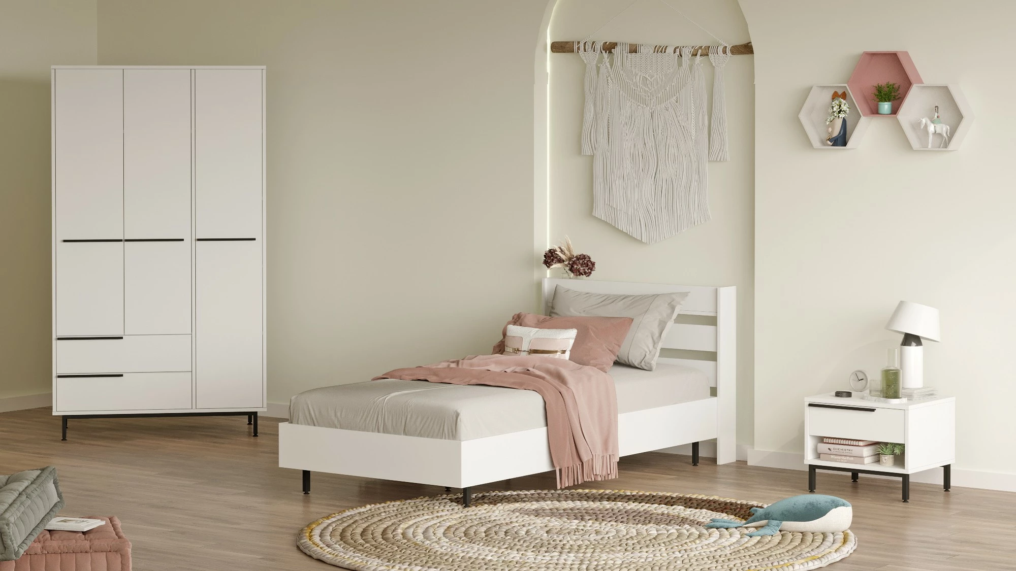 Komplet mladinske sobe Skye Decor, ON23-W, bela