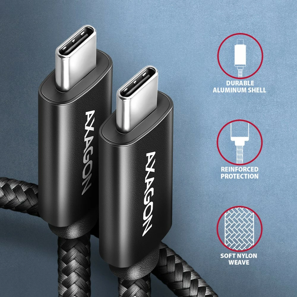Kabel USB-C na USB-C, 3 m, 240 W, črn AXAGON BUCM2-CM30AB