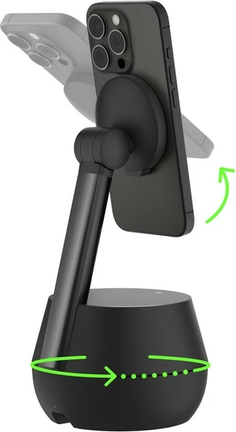Aktivni nosilec za telefon Belkin Pro, 360° samodejno sledenje, polnilec, črn
