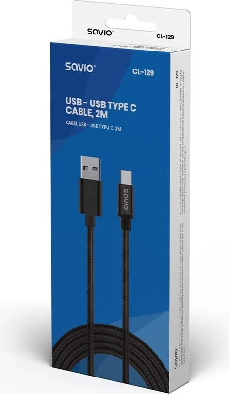 USB kabel Savio CL-129, 2 m, črn