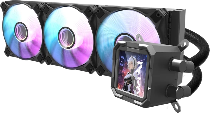 Vodna hladilna enota za procesor Darkflash DV360S, ARGB, 360 mm, z IPS zaslonom, črna