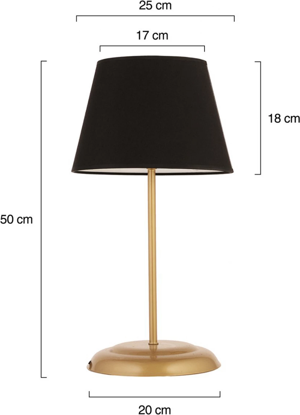 Kovinska namizna svetilka v zlati barvi s črnim senčnikom FH7569.02 25x50 cm