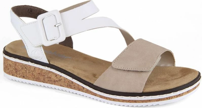 Sandali, ženski, beli in krem — Rieker