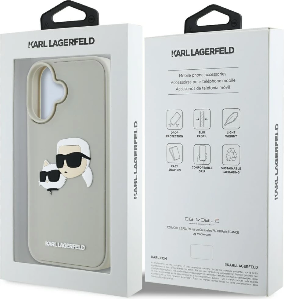 Ovitek za telefon HC 3D Rubber Double Heads Karl Lagerfeld za iPhone 16, bež