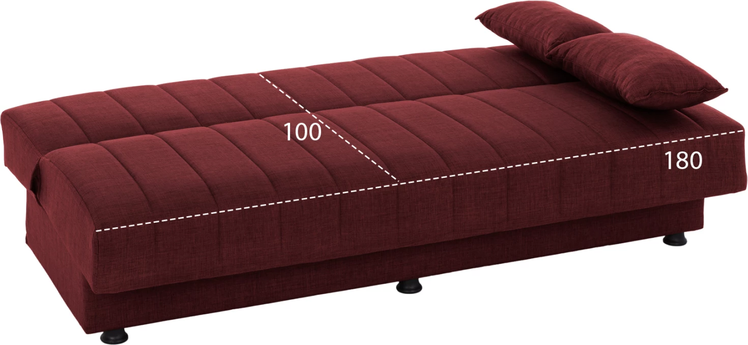 ANDRI FH3239.06, kavč-postelja, 3-sedežna, rdeča tkanina