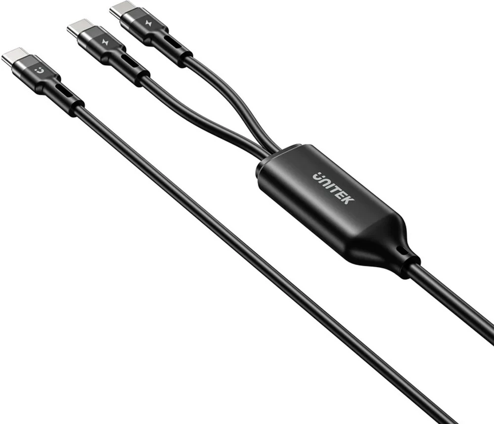 Kabel USB-C 2-v-1, UNITEK C14146ABK01-1.8M, 1,8 m, 100 W, črn
