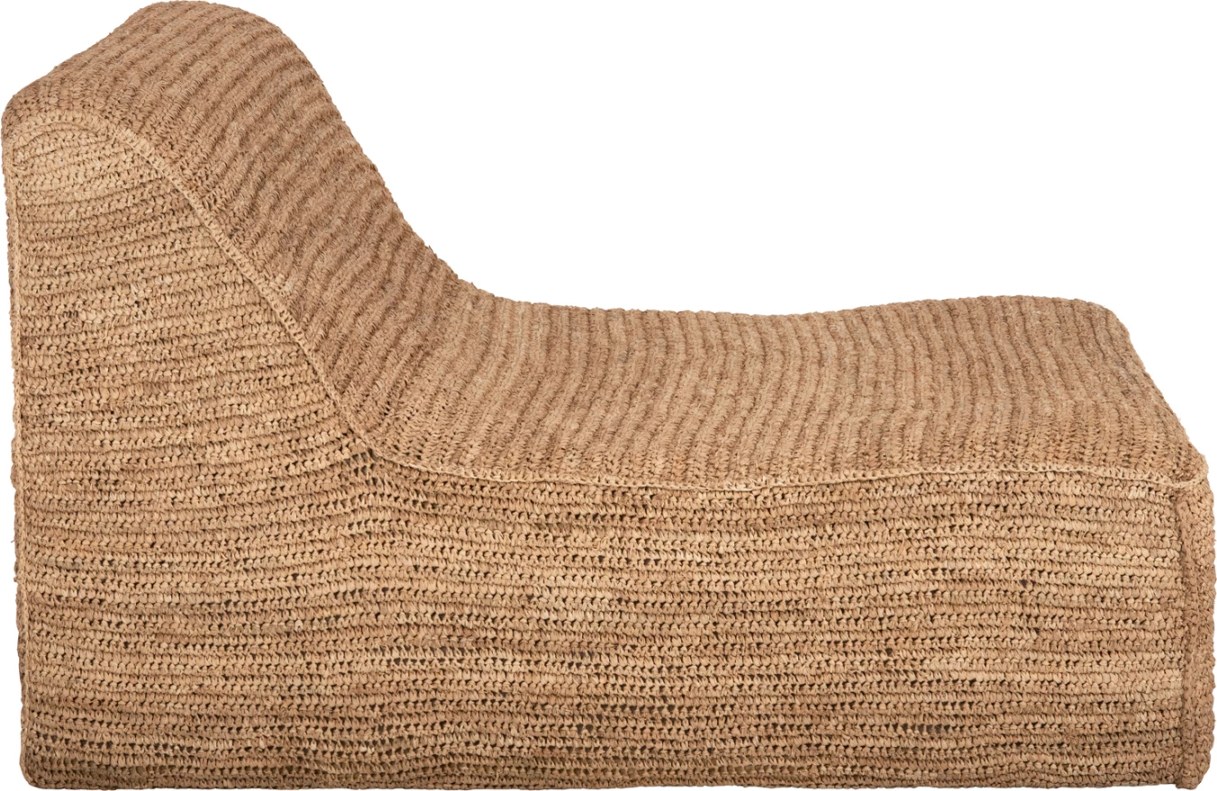 Pouf ležalnik BIBLOC iz okvirja iz tikovine in oblazinjenja iz vodnega hijacinta 84x118x73H cm