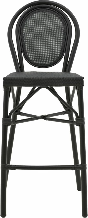 Barski stol iz aluminija, črn, tekstilene, Dezyan 41,5x53,5x116 cm