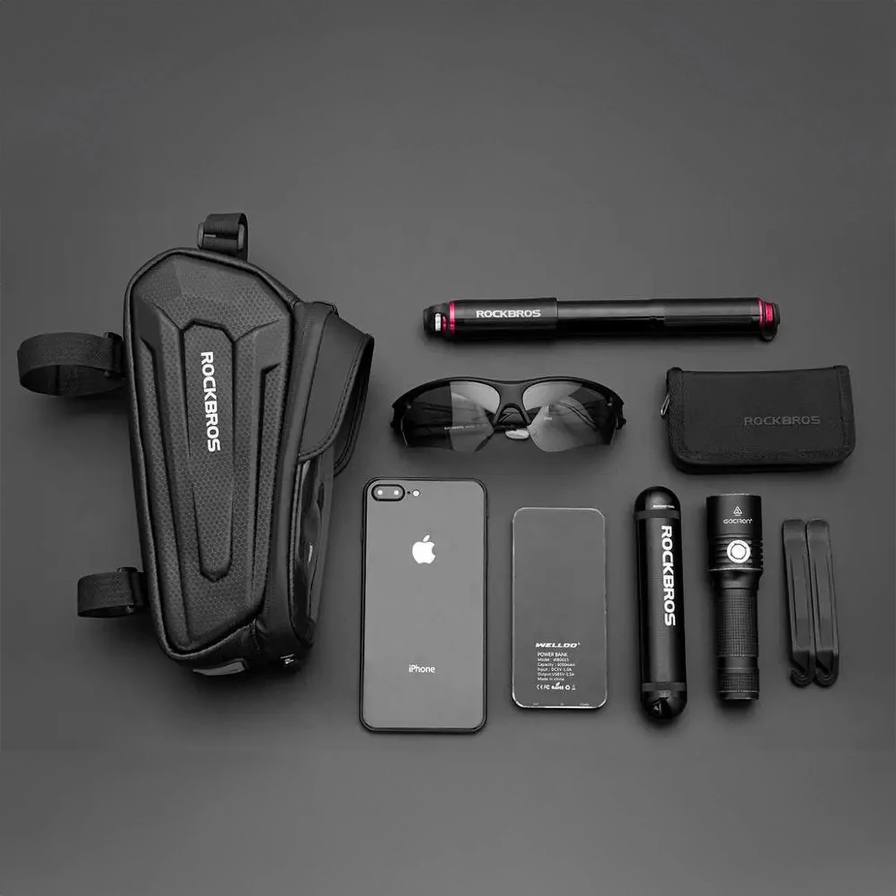 Torba za kolo z žepom za telefon, Rockbros B68-1, 1,7 L, črna