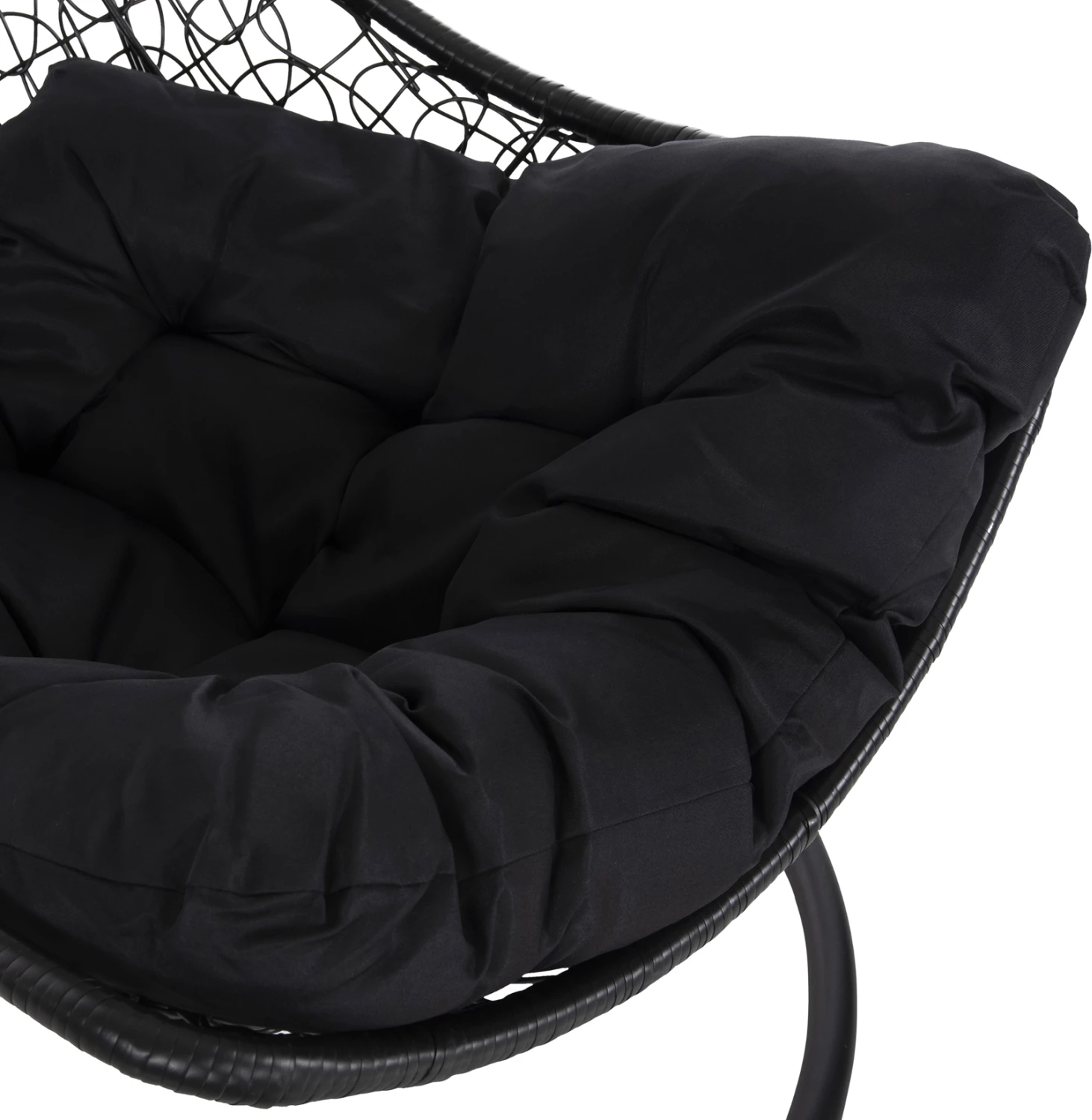 Viseče gnezdo MILLIE FH5996.02 kovinsko-sintetični ratan in blazine v črni barvi Φ95x195Hcm