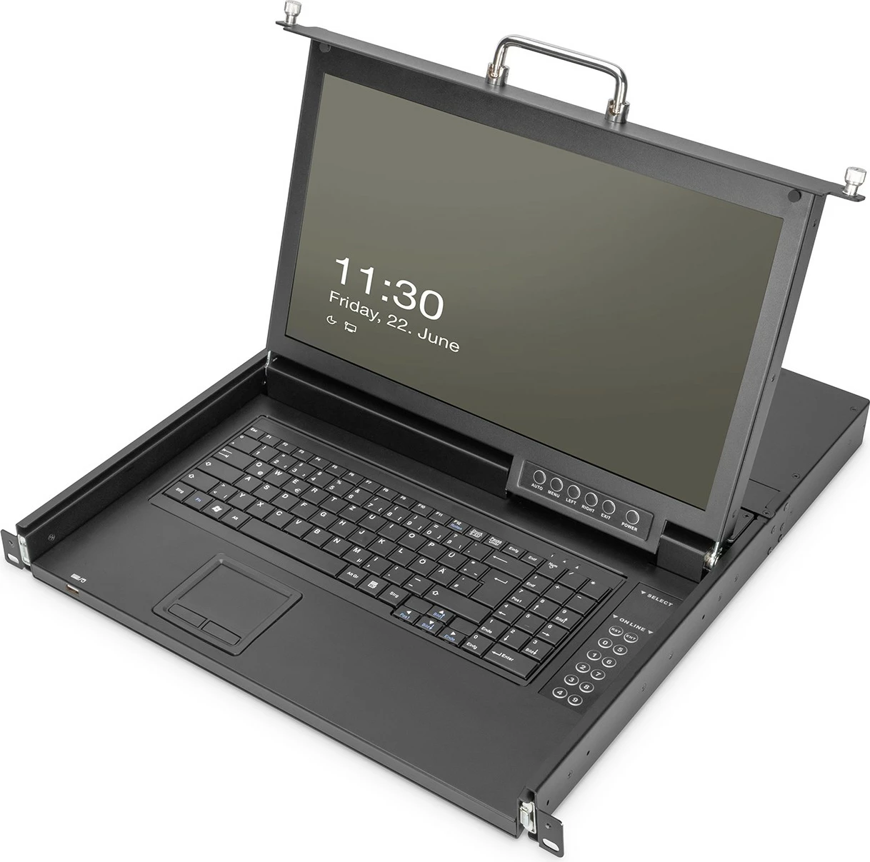 Modularna konzola 17" HD LCD, 8-portni HDMI KVM, v nemščini, črna — Digitus