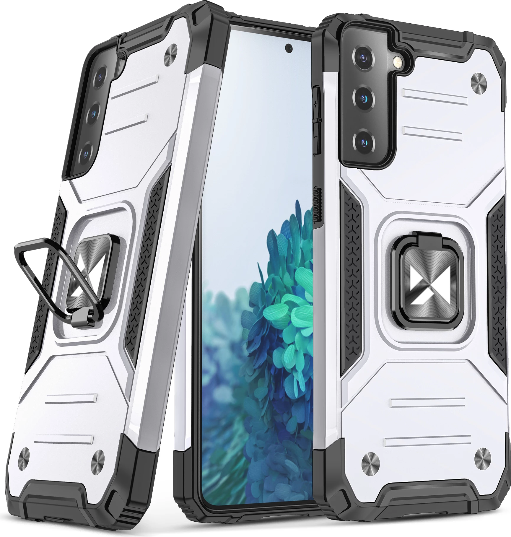 Zaščitni ovitek z obročkom Wozinsky za Samsung Galaxy S22+, magneten, srebrn