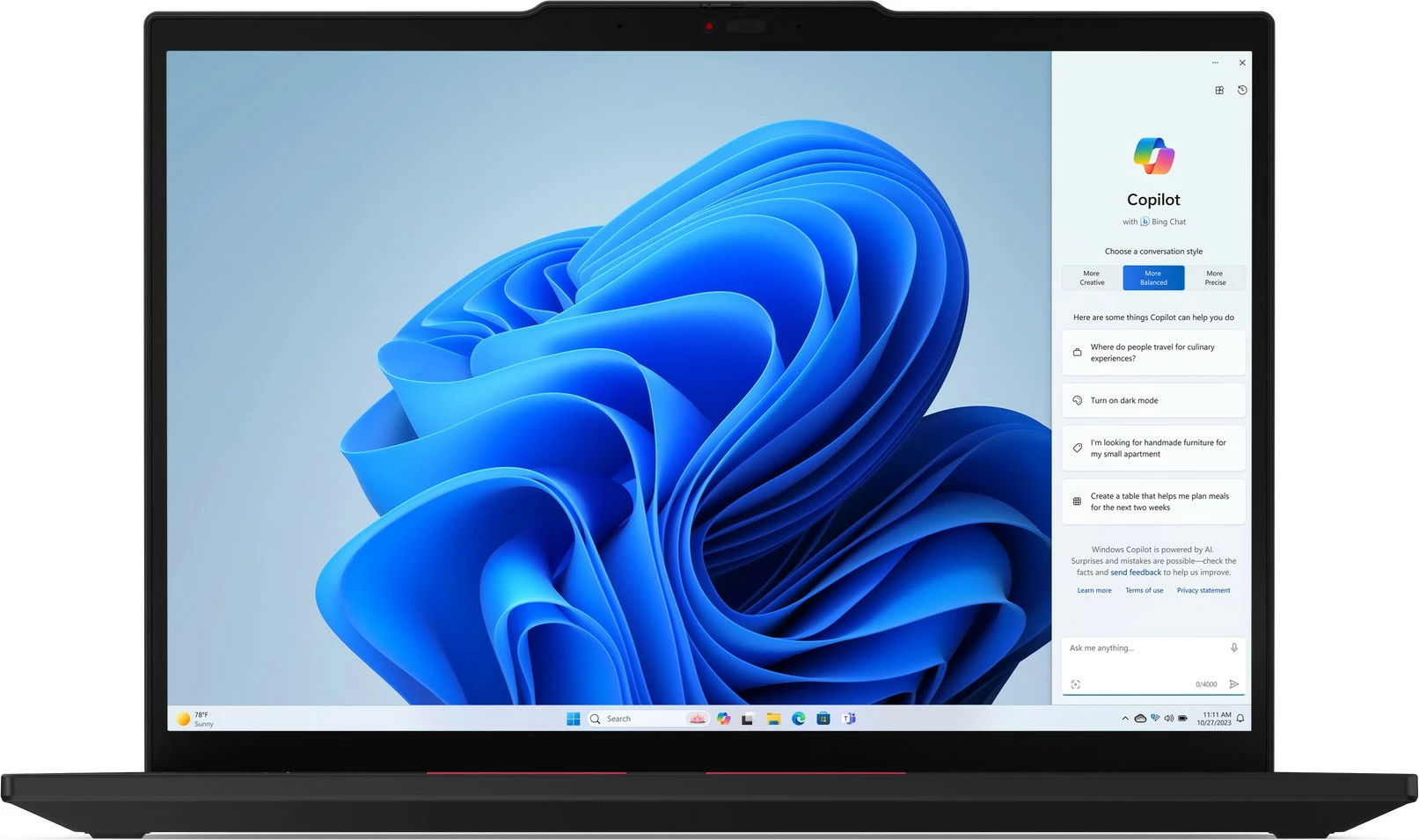 Prenosnik Lenovo ThinkPad T14, Intel Core Ultra 7, 32 GB RAM, 1 TB SSD, 14" zaslon, črn