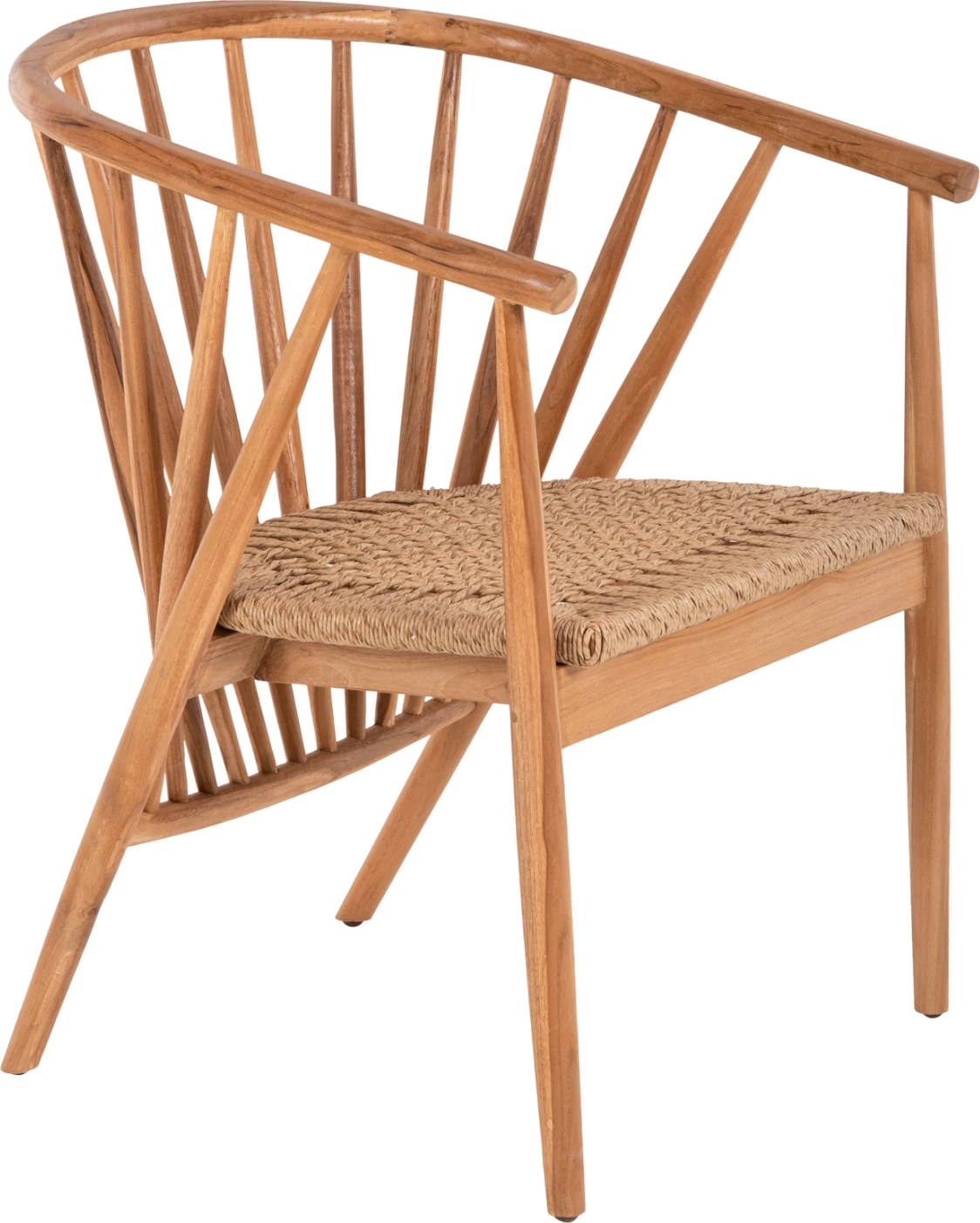 Fotelj iz tikovine in sintetične vrvi v naravni barvi 60x63x82H cm